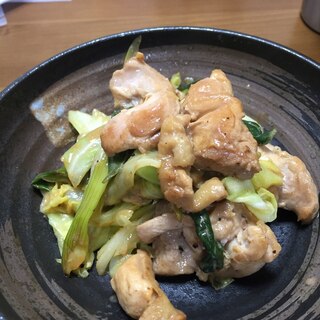 鶏肉のネギたっぷり甘味噌炒め